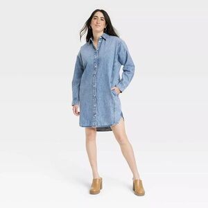 Universal thread, target denim collared, button-down, long sleeve dress
